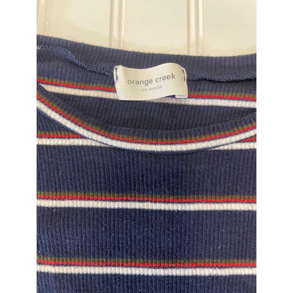 Orange Creek Los Angeles Striped Ruffles T Shirt Made in USA Size Women's Small - Picture 2 of 7